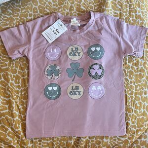 Peanut Butter Heads Toddler Lucky Clover Crewneck T-Shirt Pink 4T 5T